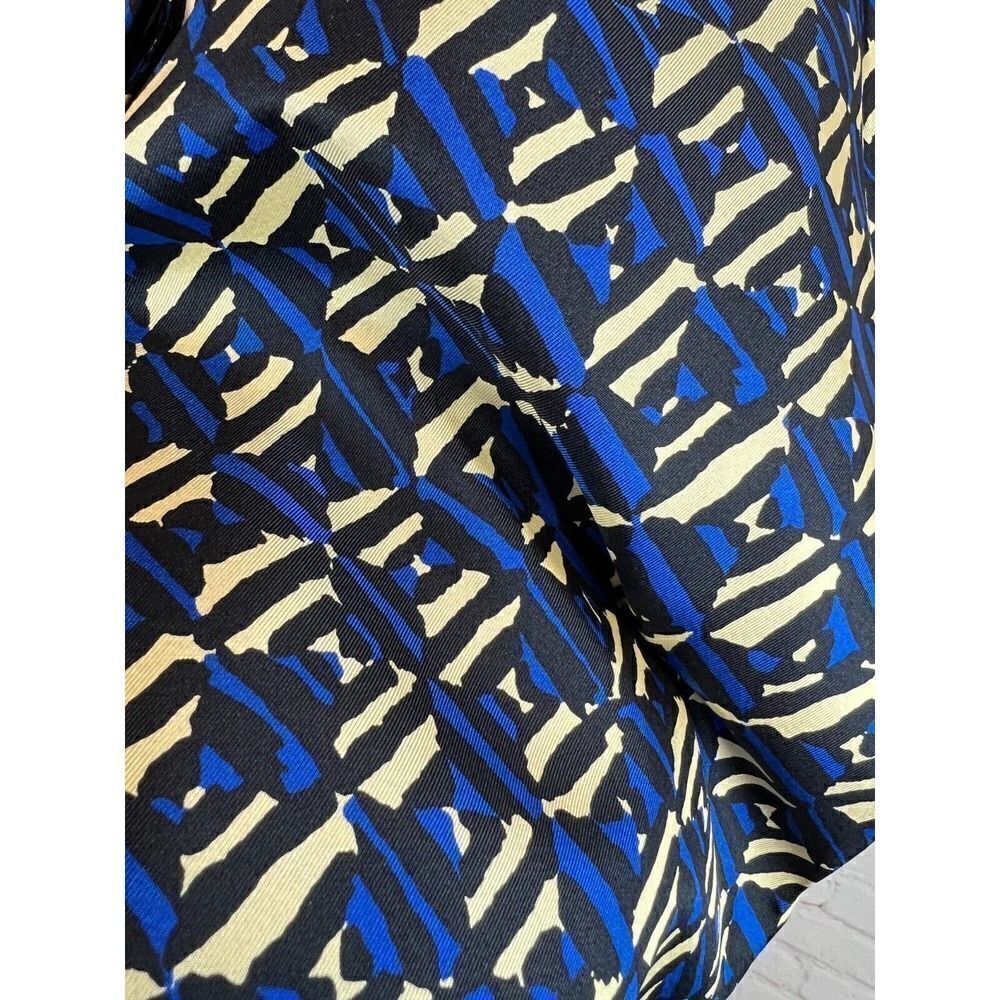 JONES NEW YORK COLLECTION silk twill lined blue yellow black cardigan jacket 12 - Picture 3 of 6